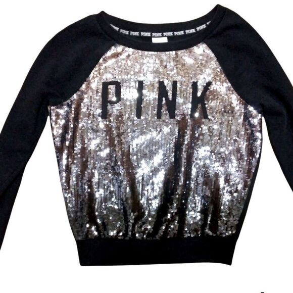 PINK! VICTORIA'S SECRET- BLING LIMITED EDITION SEQUINED OMBRE STYLE SWEATER - Picture 3 of 16